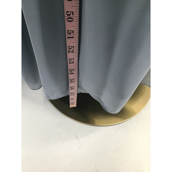 BRIDESMAID SZ 4 S Blue One-Shoulder Pleated Cutout Formal Maxi Dress NEW B82 - Picture 5 of 10